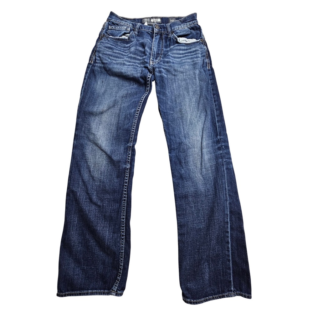 BKE Jake Bootleg Jeans 30R Dark Wash Blue Embroidered Pockets ABP15171 *